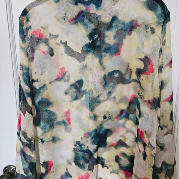 Simply Vera/Vera Wang (XL) sheer button down multicolored chiffon blouse - Picture 2 of 5